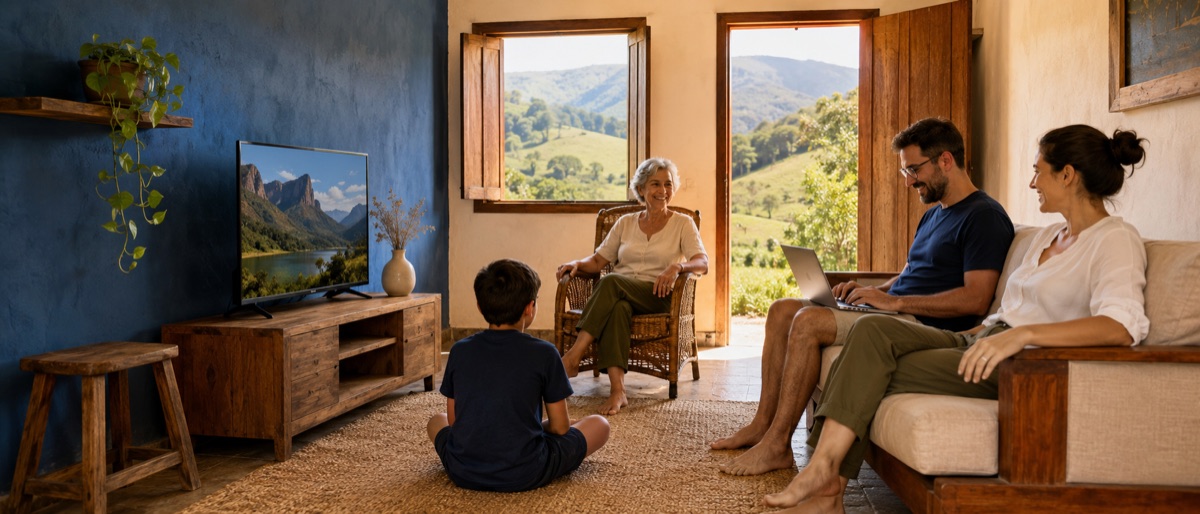Família da região conectada pela internet